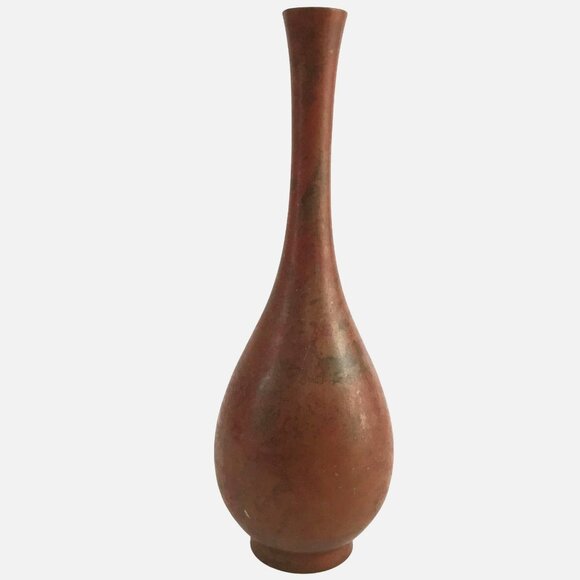 Vintage Japanese Bronze Vase 8.5" Wabi-Sabi Japandi Minimalist Ikebana Decor MCM - Picture 1 of 11
